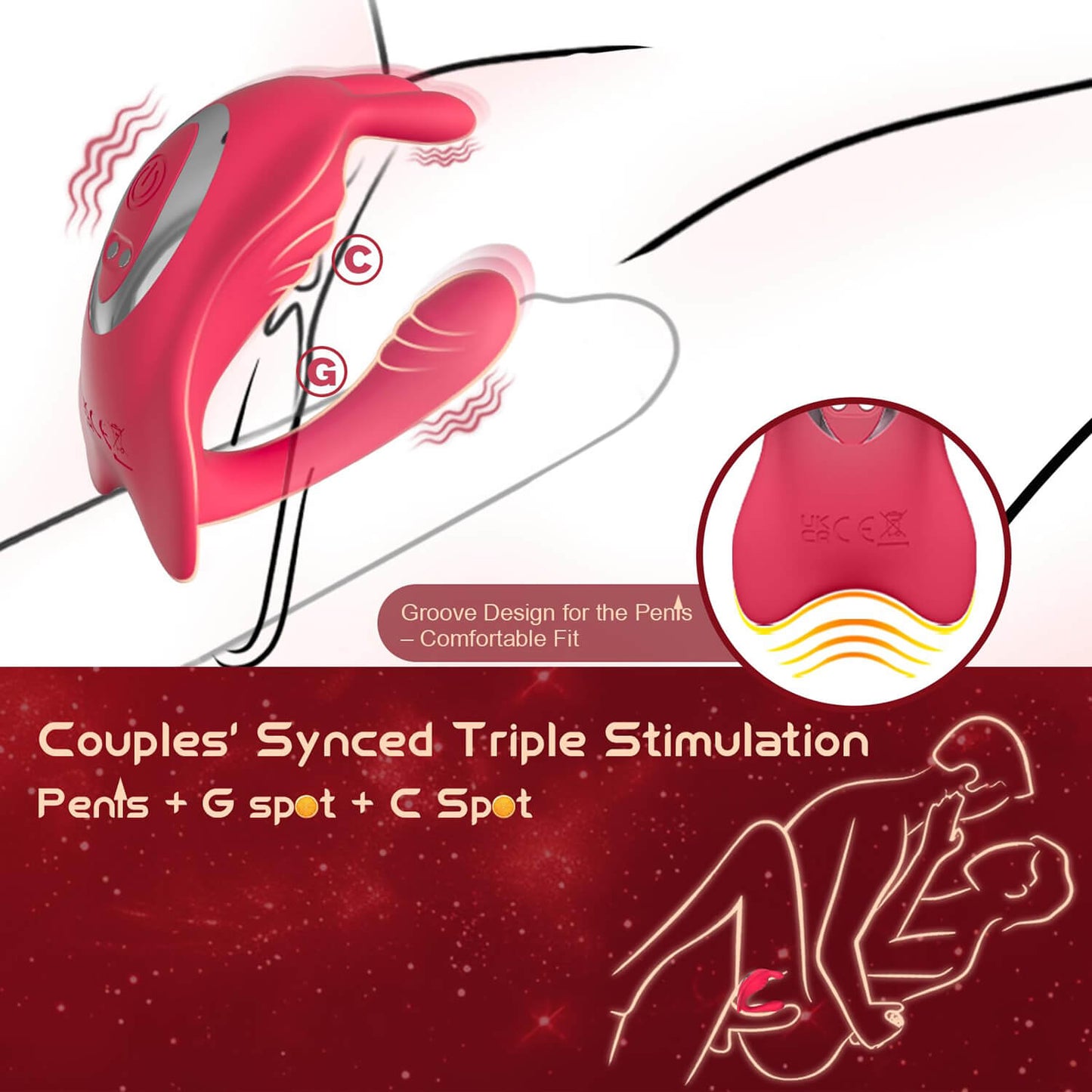 HoneyBetty Wearable Remote Control Vibrator for Couples – Long Distance App-Controlled Panty Vibrator with Rabbit Clitoral Stimulator – Body-Safe, Discreet & Powerful