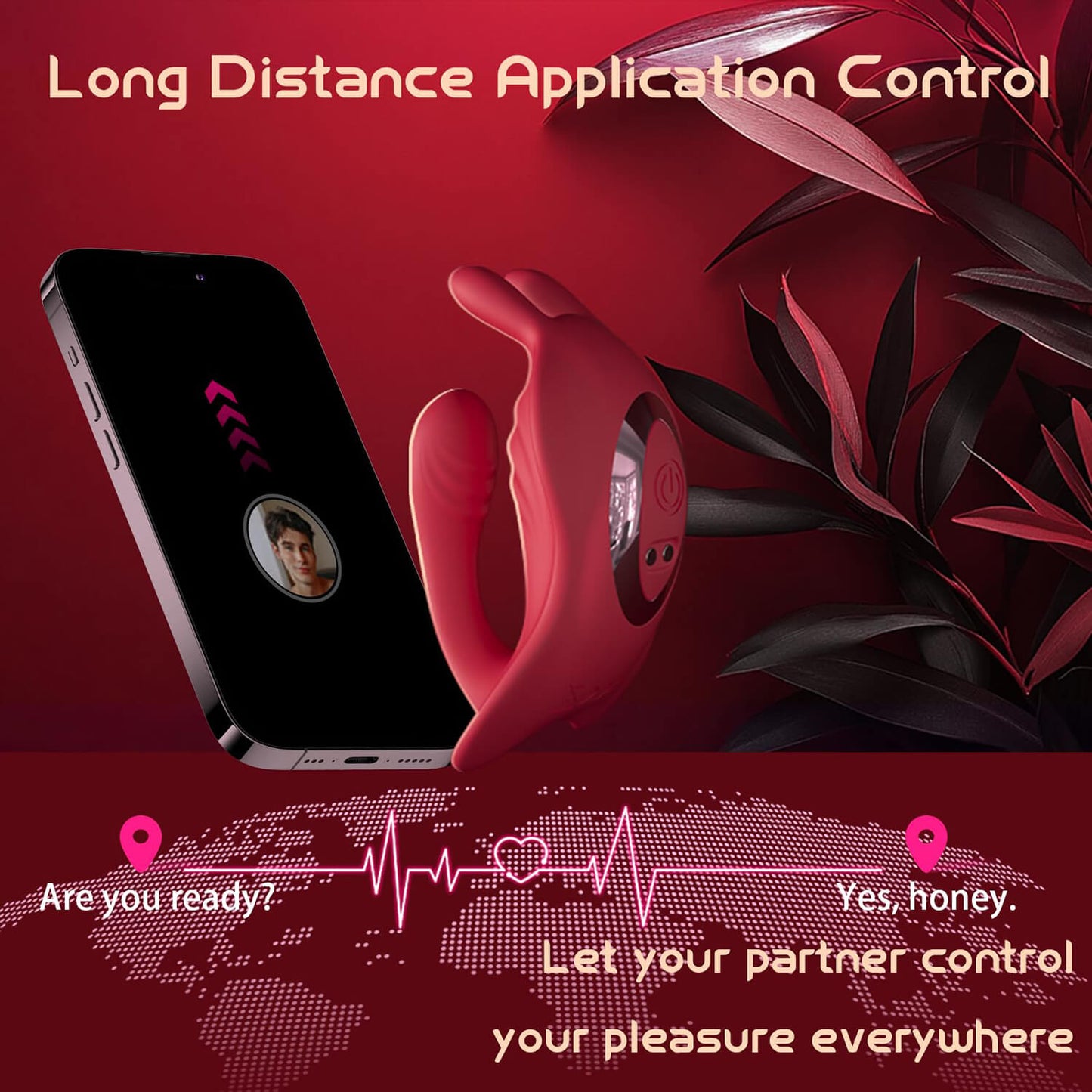 HoneyBetty Wearable Remote Control Vibrator for Couples – Long Distance App-Controlled Panty Vibrator with Rabbit Clitoral Stimulator – Body-Safe, Discreet & Powerful