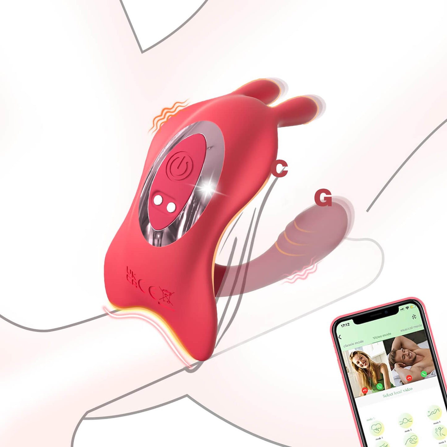 HoneyBetty Wearable Remote Control Vibrator for Couples – Long Distance App-Controlled Panty Vibrator with Rabbit Clitoral Stimulator – Body-Safe, Discreet & Powerful