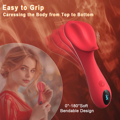 HoneyBetty 3-in-1 Vibrator Wand for Women – LCD Clitoral Stimulator with 9 Vibration Modes, Flexible Design, Velvet Silicone Finish – Vibrating Bullet for Clitoris, Vagina & Labia Pleasure
