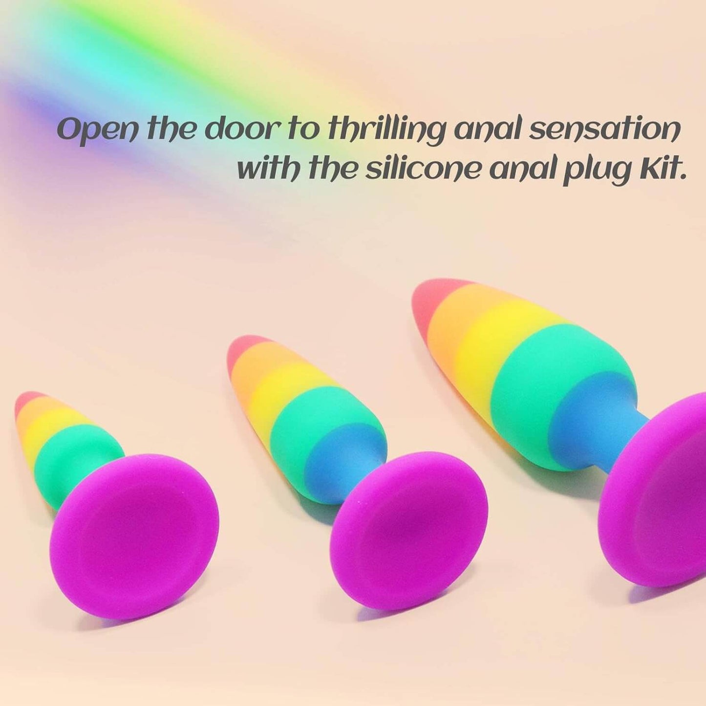 3 PCS Anal Plug Training Kit Rainbow Silicone Butt Plug Set Anal Trainer Adult Sex Toys Small Butt Plugs