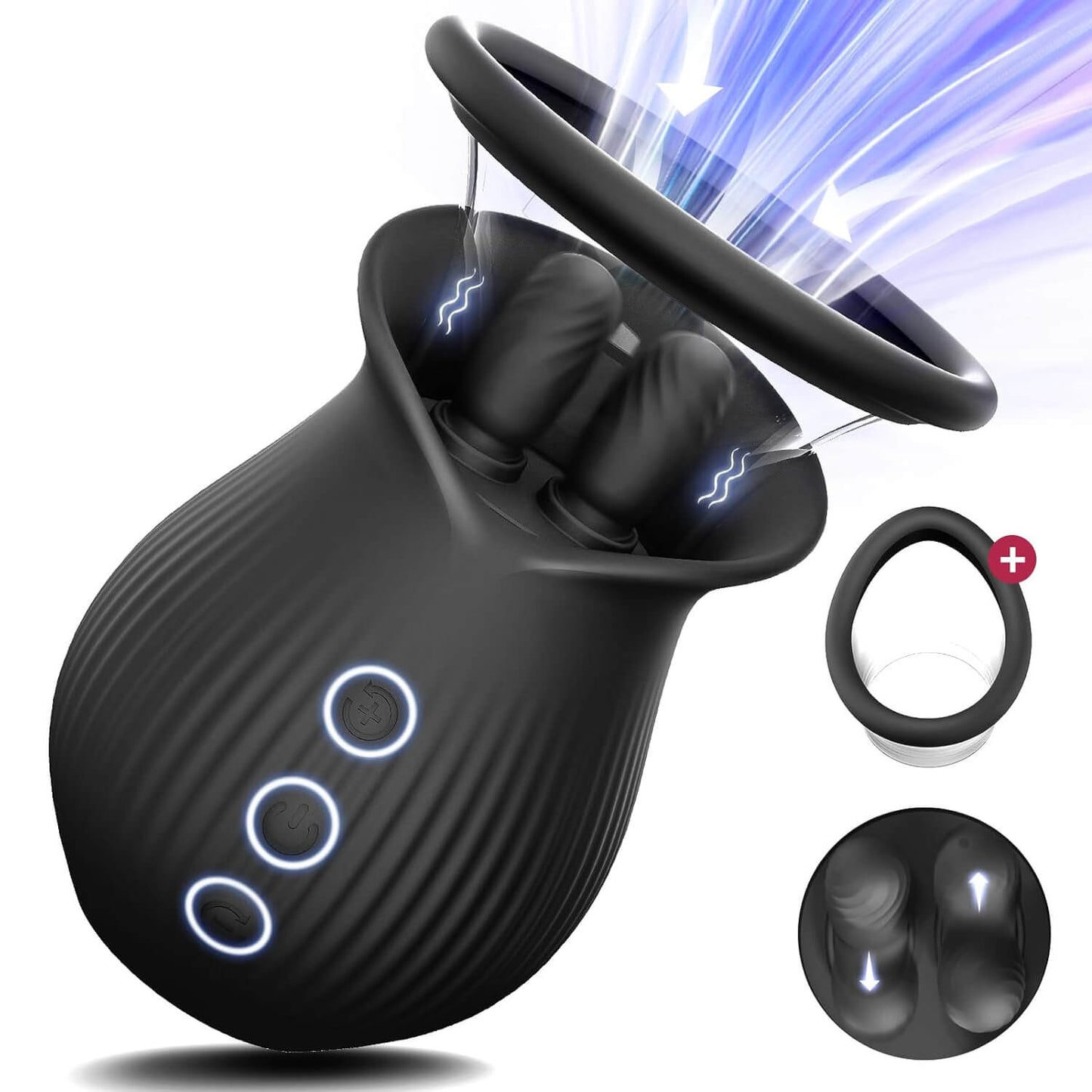 Vibrating Rose Sex Toy with 2 Sucking Modes & 10 Licking Speeds for Women Nipple Clitoral Sex Stimulator Sucker Machine