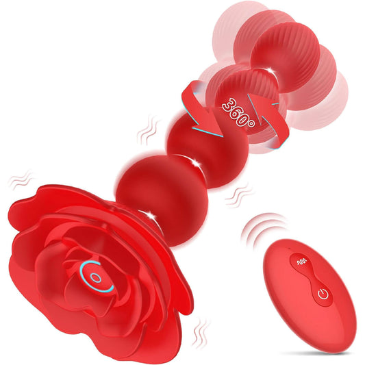 Anal Beads Anal Butt Plug with 10 Rotate Twist and Vibrating Modes Remote Control Rose Toy Prostate Massager Graded Silicone Anal Vibrators