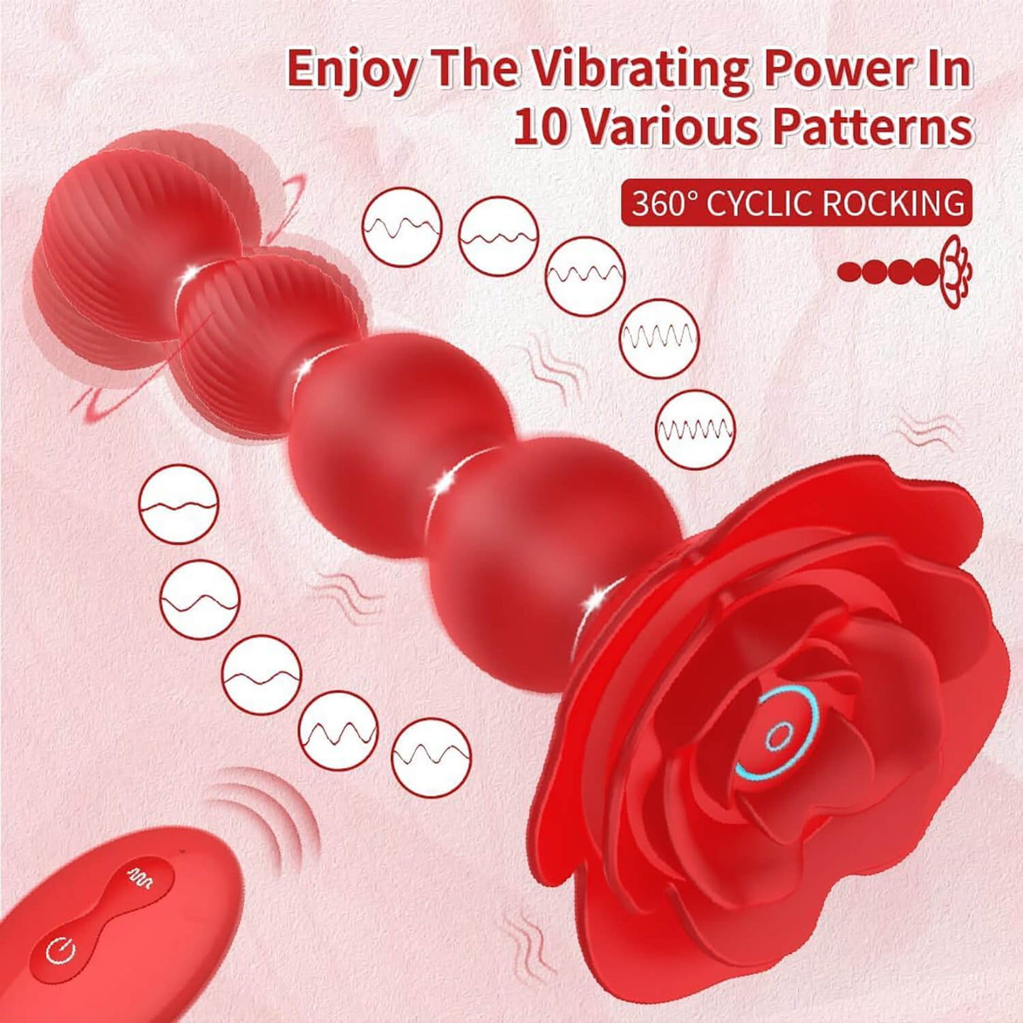 Anal Beads Anal Butt Plug with 10 Rotate Twist and Vibrating Modes Remote Control Rose Toy Prostate Massager Graded Silicone Anal Vibrators