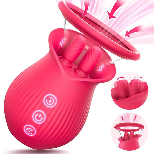 Rose Sex Toy Women Vibrator Adult Toys Female Clitoral Nipple Vibrators with 10 Licking Sucking Sex Stimulator Sucker Machine