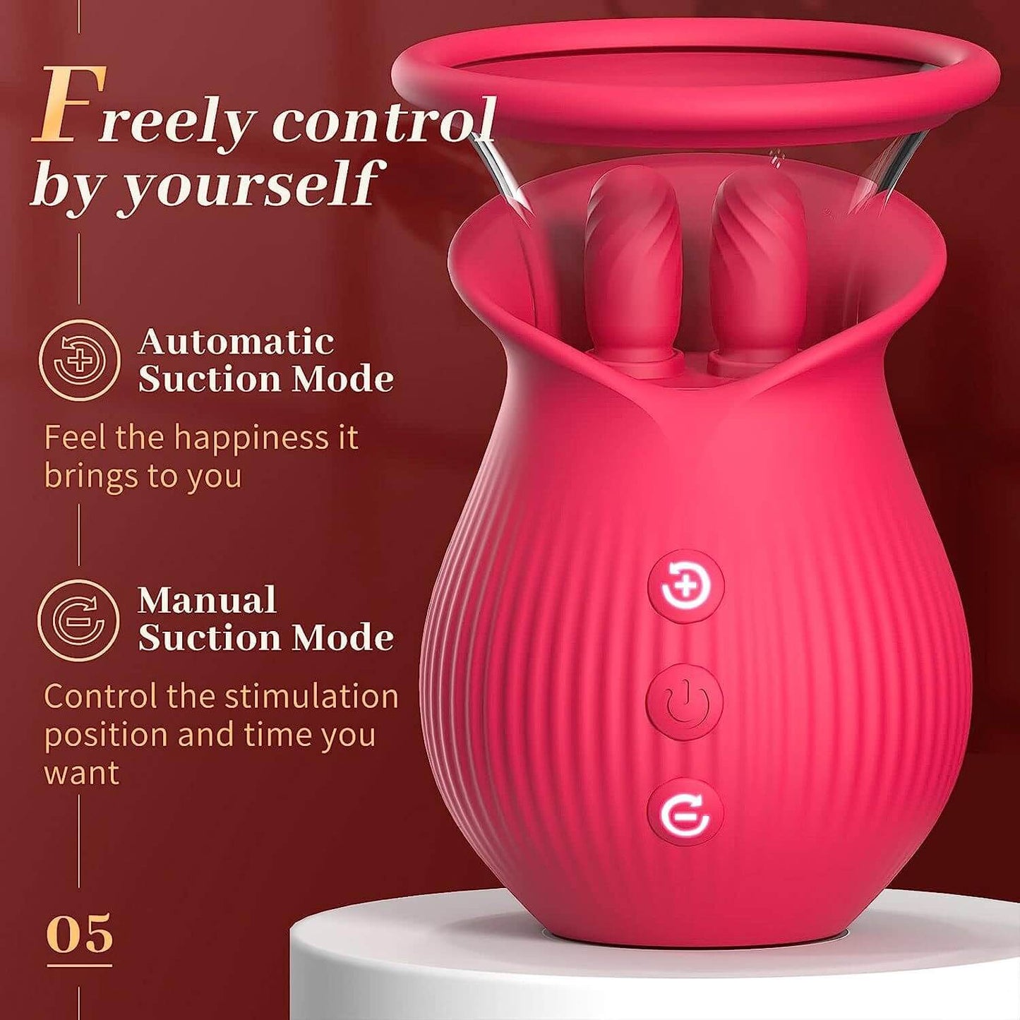 Rose Sex Toy Women Vibrator Adult Toys Female Clitoral Nipple Vibrators with 10 Licking Sucking Sex Stimulator Sucker Machine