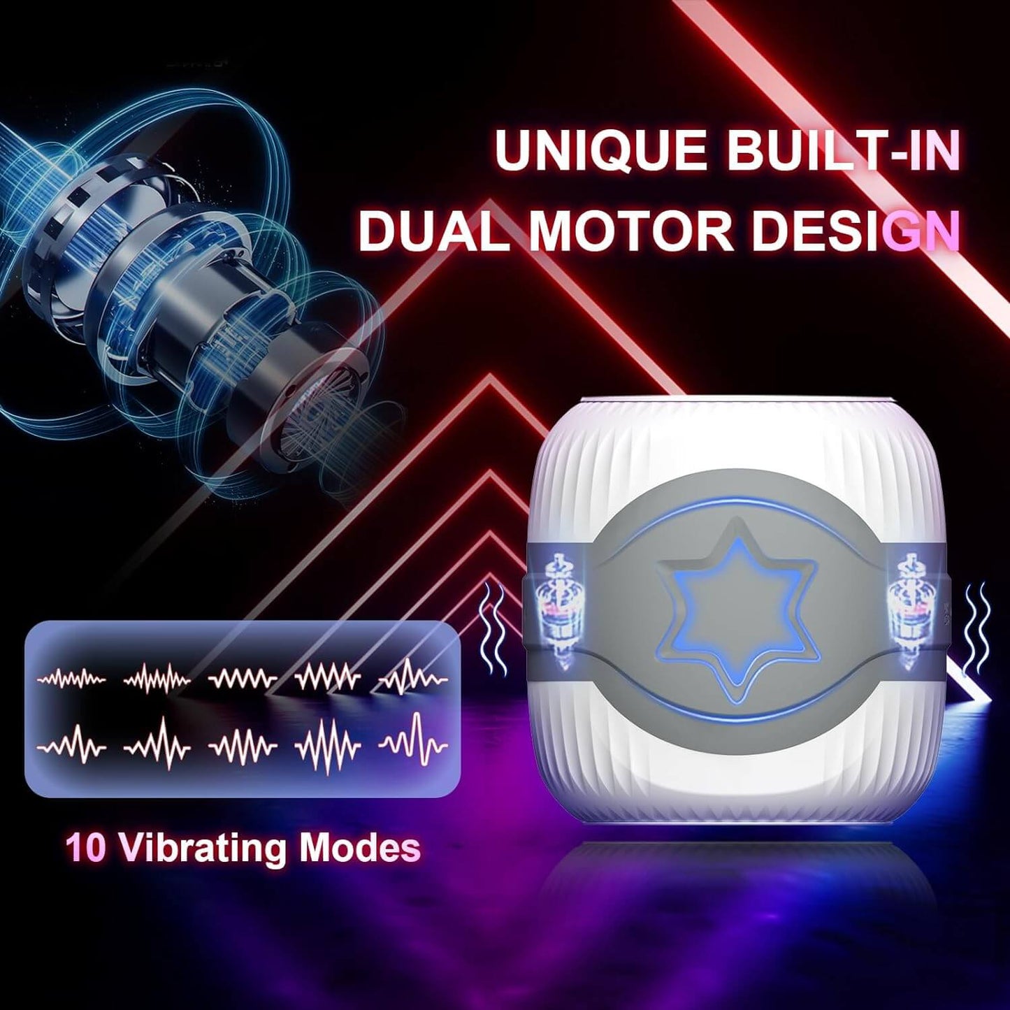 Squeezable Dual Motors Automatic Vibrating Male Stroker Masturbator Adult Sex Toys for Men Open-Ended Penis Vibrator Stimulator