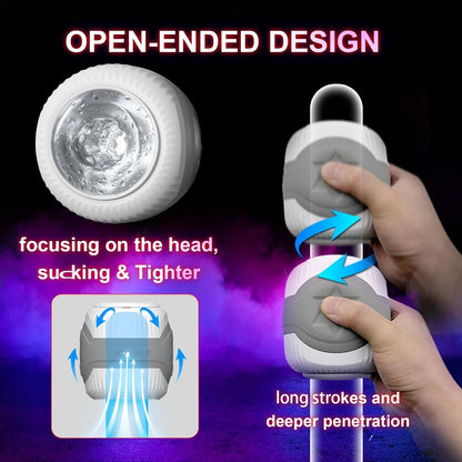 Squeezable Dual Motors Automatic Vibrating Male Stroker Masturbator Adult Sex Toys for Men Open-Ended Penis Vibrator Stimulator