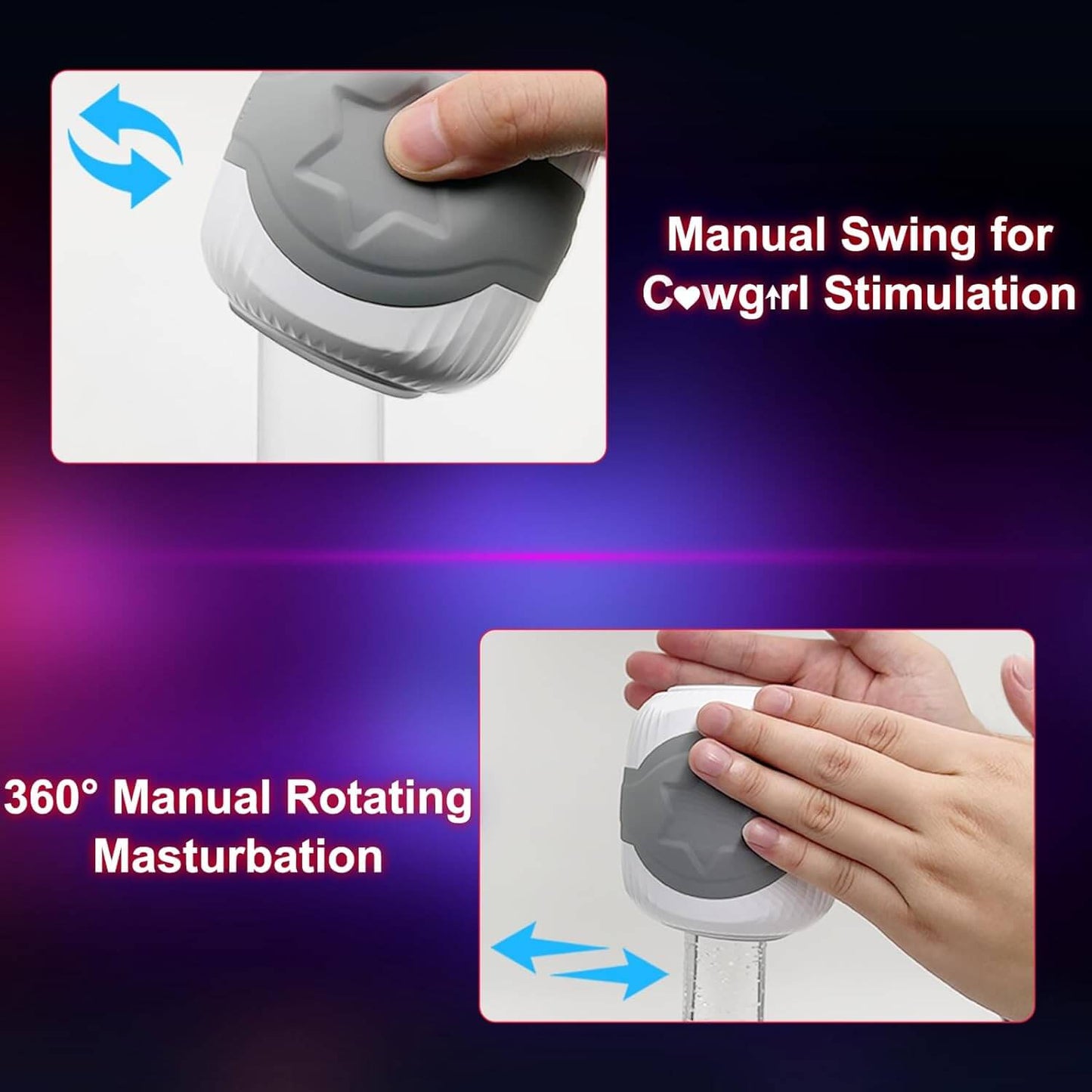 Squeezable Dual Motors Automatic Vibrating Male Stroker Masturbator Adult Sex Toys for Men Open-Ended Penis Vibrator Stimulator