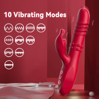 Thrusting Dildo Couple Sex Toys G Spot Vibrator Clitoral Nipple Stimulator for Women Pleasure