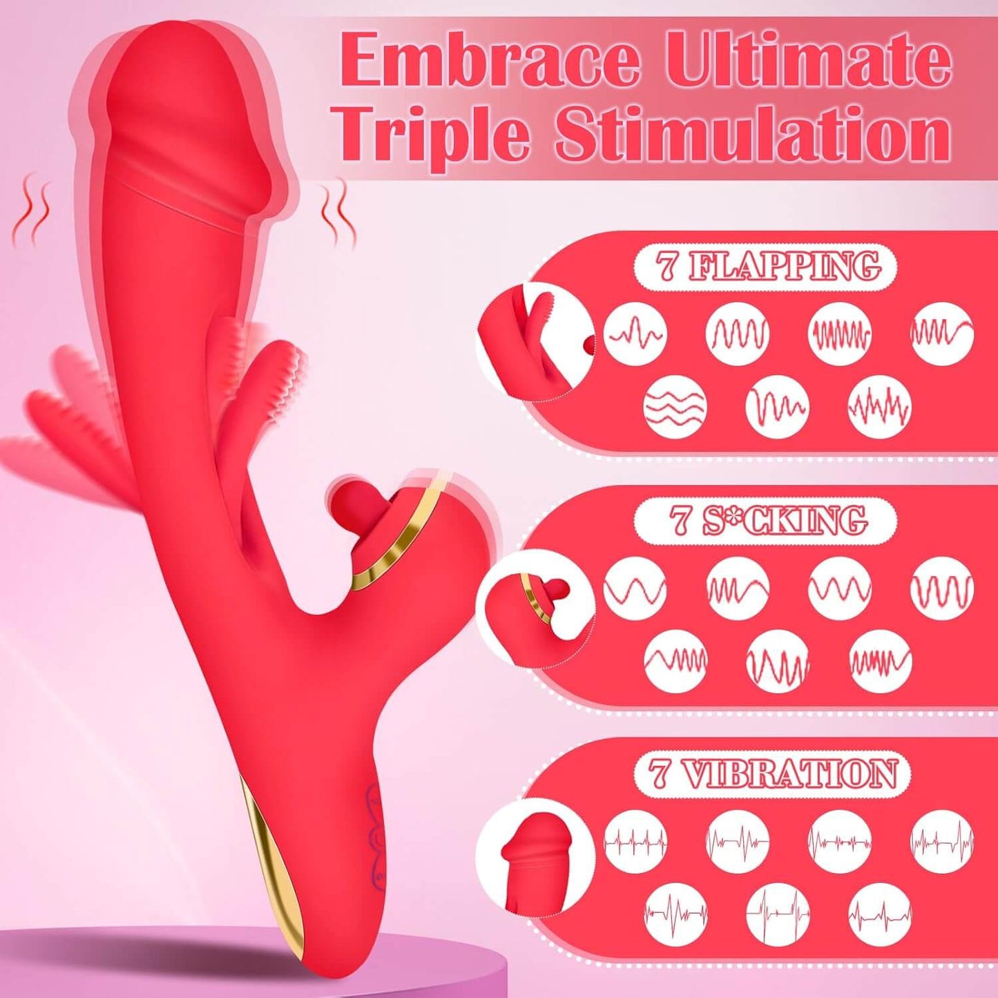 Thrusting Dildo Vibrator for Women 3 in 1 G Spot Vibrators Clitoris Stimulator Tapping Bunny Sex Toy