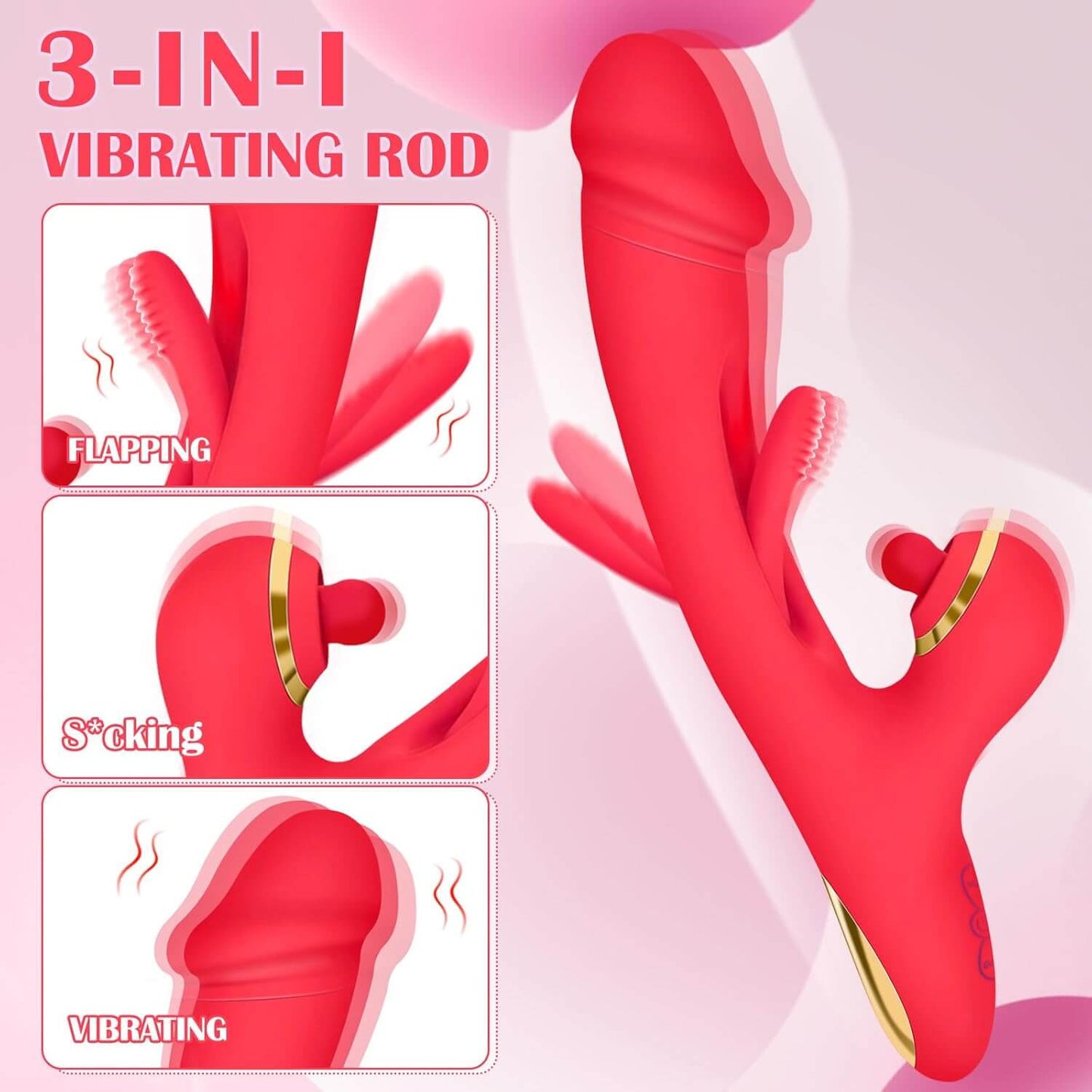 Thrusting Dildo Vibrator for Women 3 in 1 G Spot Vibrators Clitoris Stimulator Tapping Bunny Sex Toy