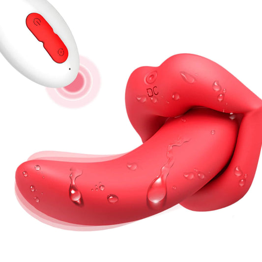 Clitoral Vibrator Mouth-Shaped Tongue Vibrator Adult Sex Toys with 10 Vibrating Modes Remote Control Licking Vibrator Tongue Toy for Women