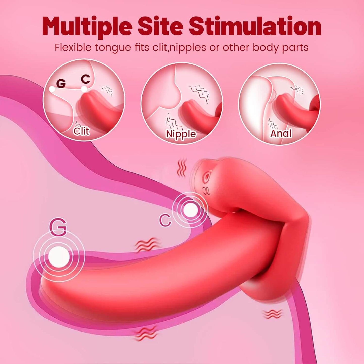 Clitoral Vibrator Mouth-Shaped Tongue Vibrator Adult Sex Toys with 10 Vibrating Modes Remote Control Licking Vibrator Tongue Toy for Women