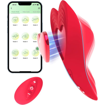 Wearable Panty Vibrator with App Remote Control Heart Butterfly Clitoral G Spot Vibrator with Strong Magnetic Clip