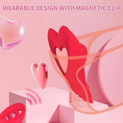 Wearable Panty Vibrator with App Remote Control Heart Butterfly Clitoral G Spot Vibrator with Strong Magnetic Clip