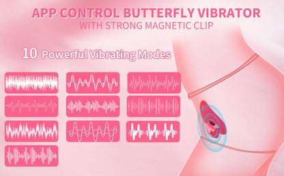 Wearable Panty Vibrator with App Remote Control Heart Butterfly Clitoral G Spot Vibrator with Strong Magnetic Clip